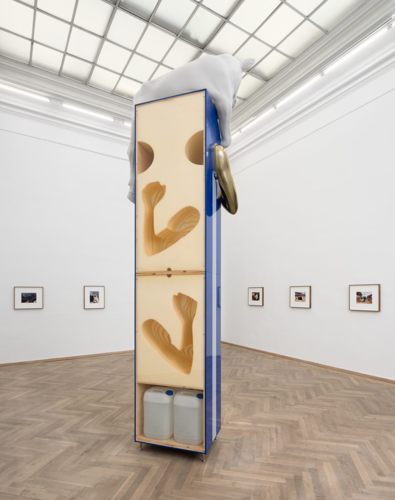 The backside of a sculpture.