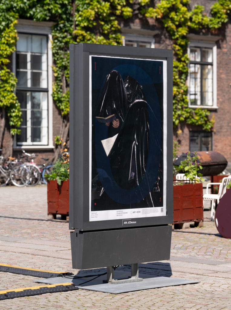 Abribus with an art poster.