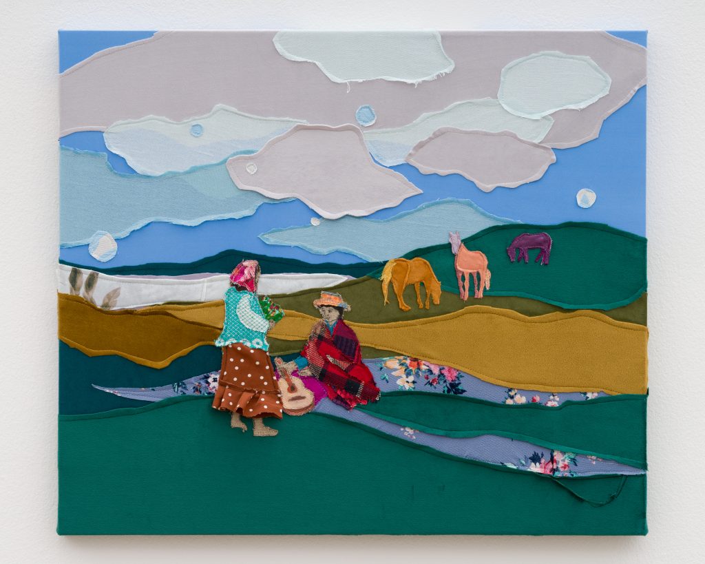 Textile artwork in colours.