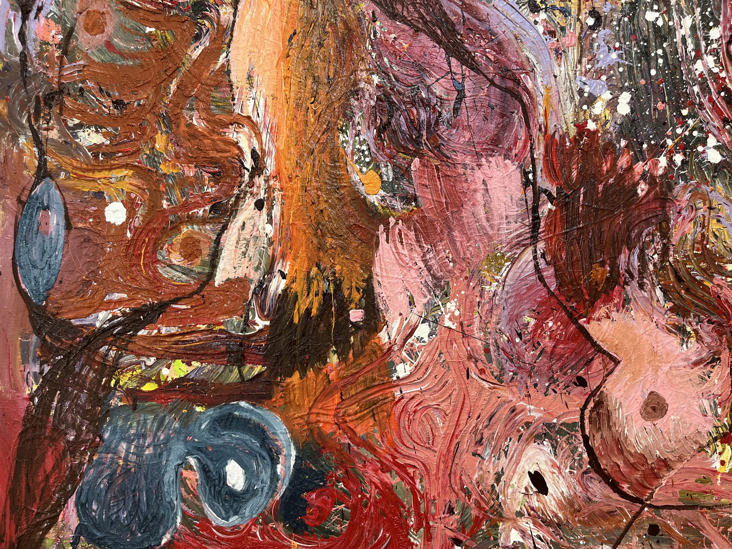 Detaljebillede af maleri i flere farver